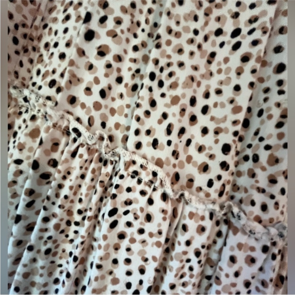Japna Cream Tan and Black Polka Dot Tiered Skirt - Picture 4 of 4